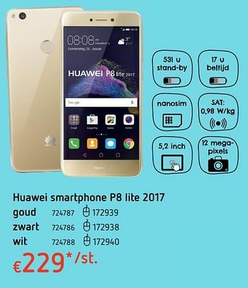Promoties Huawei smartphone p8 lite 2017 - Huawei - Geldig van 19/10/2017 tot 06/12/2017 bij Dreamland