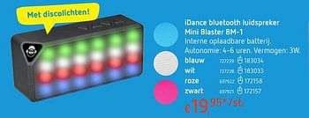 Promoties Idance bluetooth luidspreker mini blaster bm-1 - I Dance - Geldig van 19/10/2017 tot 06/12/2017 bij Dreamland