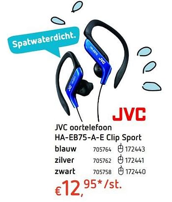 Promotions Jvc oortelefoon ha-eb75-a-e clip sport - JVC - Valide de 19/10/2017 à 06/12/2017 chez Dreamland