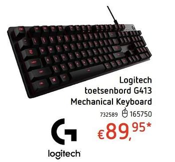 Promotions Logitech toetsenbord g413 mechanical keyboard - Logitech - Valide de 19/10/2017 à 06/12/2017 chez Dreamland