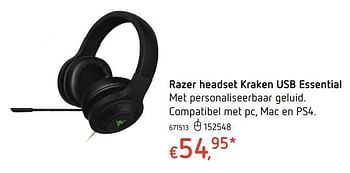 Promoties Razer headset kraken usb essential - Razer - Geldig van 19/10/2017 tot 06/12/2017 bij Dreamland