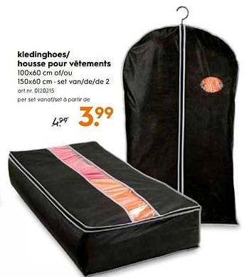Promotions Kledinghoes- housse pour vêtements - Produit maison - Blokker - Valide de 09/10/2017 à 02/11/2017 chez Blokker