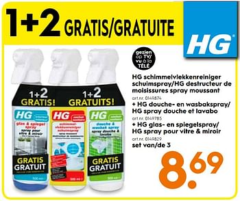 Promotions Hg schimmelvlekkenreiniger schuimspray- hg destructeur de moisissures spray moussant - HG - Valide de 09/10/2017 à 02/11/2017 chez Blokker