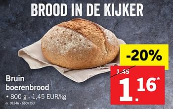 Promoties Bruin boerenbrood - Huismerk - Lidl - Geldig van 23/10/2017 tot 28/10/2017 bij Lidl