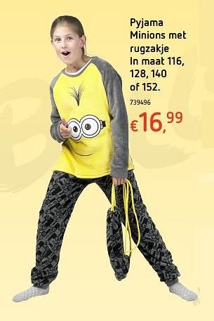 Promoties Pyjama minions met rugzakje - Minions - Geldig van 19/10/2017 tot 06/12/2017 bij Dreamland