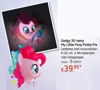 Promotions Gadgy 3d-lamp my little pony pinkie pie - Gadgy - Valide de 19/10/2017 à 06/12/2017 chez Dreamland