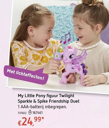 Promoties My little pony figuur twilight sparkle + spike friendship duet - My Little Pony - Geldig van 19/10/2017 tot 06/12/2017 bij Dreamland