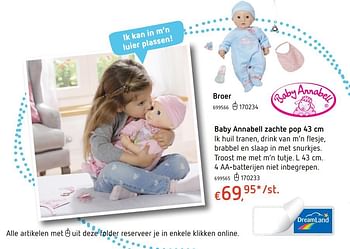 Promoties Baby annabell zachte pop - Baby Annabell - Geldig van 19/10/2017 tot 06/12/2017 bij Dreamland