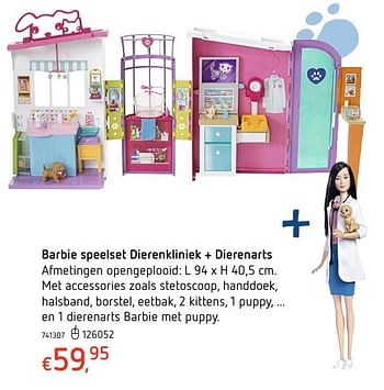 Promoties Barbie speelset dierenkliniek + dierenarts - Mattel - Geldig van 19/10/2017 tot 06/12/2017 bij Dreamland