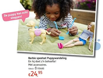 Promoties Barbie speelset puppywandeling - Mattel - Geldig van 19/10/2017 tot 06/12/2017 bij Dreamland