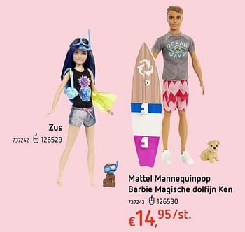 Promoties Mattel mannequinpop barbie magische dolfijn ken - Mattel - Geldig van 19/10/2017 tot 06/12/2017 bij Dreamland