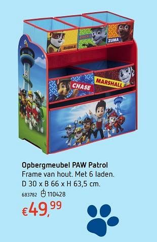 Promoties Opbergmeubel paw patrol - PAW  PATROL - Geldig van 19/10/2017 tot 06/12/2017 bij Dreamland