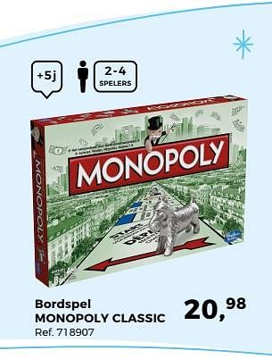 Promoties Bordspel monopoly classic - Hasbro - Geldig van 14/10/2017 tot 12/12/2017 bij Supra Bazar