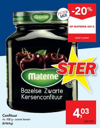Promoties Confituur - zwarte kersen - Materne - Geldig van 18/10/2017 tot 31/10/2017 bij Makro