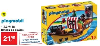 Promotions 1.2.3 9118  bateau de pirates - Playmobil - Valide de 18/10/2017 à 31/10/2017 chez Makro
