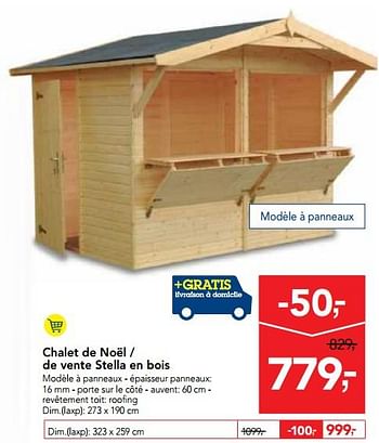 Promotions Chalet de noël - de vente stella en bois - Produit maison - Makro - Valide de 18/10/2017 à 31/10/2017 chez Makro