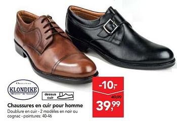 Promotions Chaussures en cuir pour homme - Klondike - Valide de 18/10/2017 à 31/10/2017 chez Makro