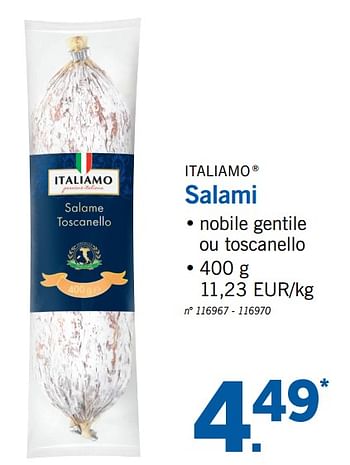 Promotions Salami - Italiamo - Valide de 23/10/2017 à 28/10/2017 chez Lidl