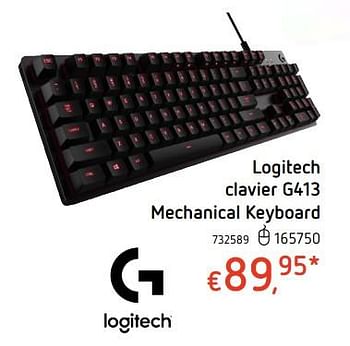 Promotions Logitech clavier g413 mechanical keyboard - Logitech - Valide de 19/10/2017 à 06/12/2017 chez Dreamland