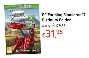 Promotions Pc farming simulator 17 platinum edition - Focus Home Interactive - Valide de 19/10/2017 à 06/12/2017 chez Dreamland