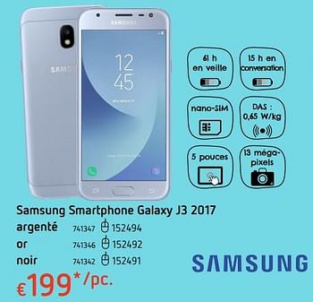 Promotions Samsung smartphone galaxy j3 2017 - Samsung - Valide de 19/10/2017 à 06/12/2017 chez Dreamland