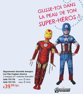 Promoties Déguisement réversible avengers iron man-captain america - Huismerk - Dreamland - Geldig van 19/10/2017 tot 06/12/2017 bij Dreamland