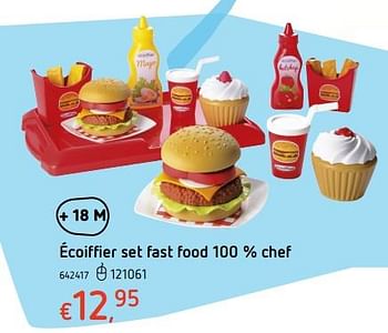 Promoties Écoiffier fastfoodset 100% chef - Ecoiffier - Geldig van 19/10/2017 tot 06/12/2017 bij Dreamland