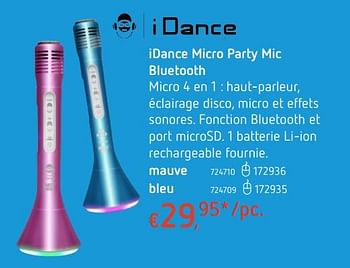 Promotions Idance micro party mic bluetooth - I Dance - Valide de 19/10/2017 à 06/12/2017 chez Dreamland