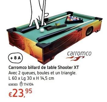 Promotions Carromco billard de table shooter xt - Carromco - Valide de 19/10/2017 à 06/12/2017 chez Dreamland