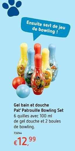 Promotions Gel bain et douche pat` patrouille bowling set - PAW  PATROL - Valide de 19/10/2017 à 06/12/2017 chez Dreamland