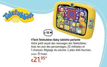 Promotions Vtech teletubbies baby tablette parlante - Vtech - Valide de 19/10/2017 à 06/12/2017 chez Dreamland