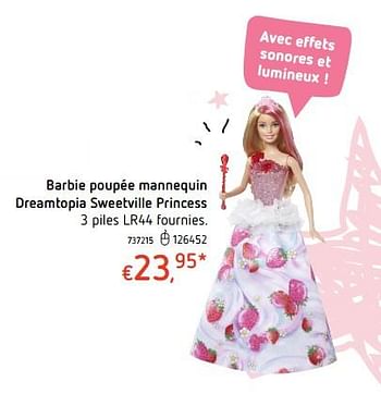 Promotions Barbie poupée mannequin dreamtopia sweetville princess - Mattel - Valide de 19/10/2017 à 06/12/2017 chez Dreamland