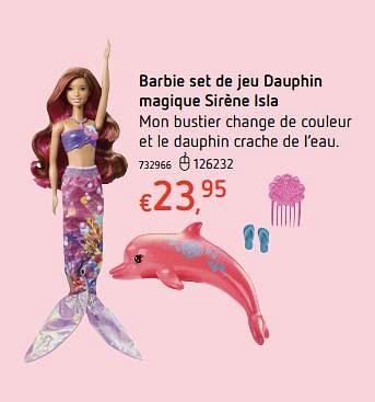 Promotions Barbie set de jeu dauphin magique sirène isla - Mattel - Valide de 19/10/2017 à 06/12/2017 chez Dreamland