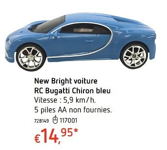 Promotions New bright voiture rc bugatti chiron blauw - New Bright Toys - Valide de 19/10/2017 à 06/12/2017 chez Dreamland