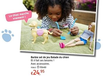 Promoties Barbie set de jeu balade du chien - Mattel - Geldig van 19/10/2017 tot 06/12/2017 bij Dreamland