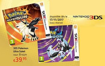 Promoties 3ds pokemon ultra soleil - Nintendo - Geldig van 19/10/2017 tot 06/12/2017 bij Dreamland