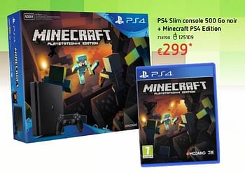 Promoties Ps4 slim console 500 go noir + minecraft ps4 edition - Sony - Geldig van 19/10/2017 tot 06/12/2017 bij Dreamland