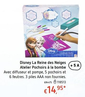 Promoties Disney la reine des neiges atelier pochoirs à la bombe - Disney  Frozen - Geldig van 19/10/2017 tot 06/12/2017 bij Dreamland