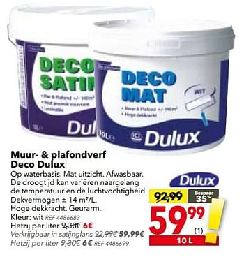 Promoties Muur- + plafondverf deco dulux - Dulux - Geldig van 24/10/2017 tot 13/11/2017 bij BricoPlanit