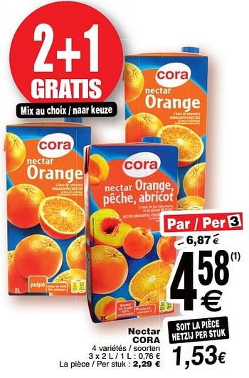 Promoties Nectar cora - Huismerk - Cora - Geldig van 17/10/2017 tot 23/10/2017 bij Cora