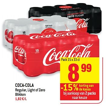 Promoties Coca-cola regular, light of zero blikken - Coca Cola - Geldig van 18/10/2017 tot 24/10/2017 bij Smatch