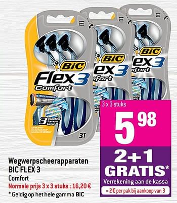 Promoties Wegwerpscheerapparaten bic flex 3 - BIC - Geldig van 18/10/2017 tot 24/10/2017 bij Smatch