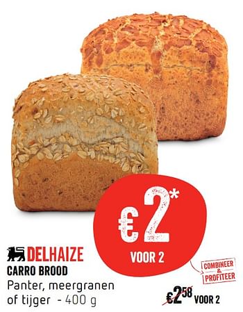 Promoties Carro brood panter, meergranen of tijger - Huismerk - Delhaize - Geldig van 19/10/2017 tot 25/10/2017 bij Delhaize