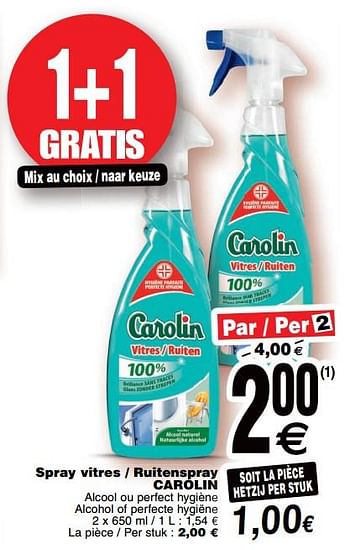 Promoties Spray vitres - ruitenspray carolin - Carolin - Geldig van 17/10/2017 tot 23/10/2017 bij Cora