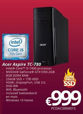 Promoties Acer aspire tc 780 - Acer - Geldig van 09/10/2017 tot 27/11/2017 bij Compudeals