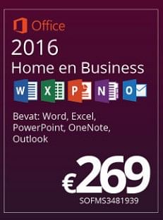 Promoties Office 2016 home en business - Microsoft - Geldig van 09/10/2017 tot 27/11/2017 bij Compudeals