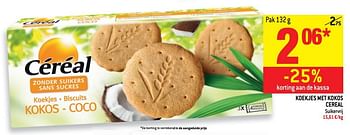 Promoties Koekjes met kokos cereal - Céréal - Geldig van 18/10/2017 tot 24/10/2017 bij Match