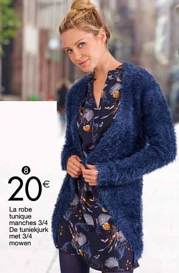Promoties La robe tunique manches 3-4 de tuniekjurk met 3-4 mowen - Huismerk - Cora - Geldig van 17/10/2017 tot 30/10/2017 bij Cora