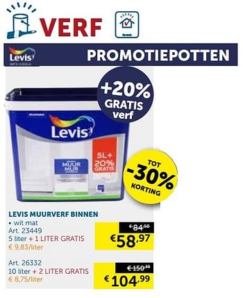 Promoties Levis muurverf binnen - Levis - Geldig van 24/10/2017 tot 20/11/2017 bij Zelfbouwmarkt