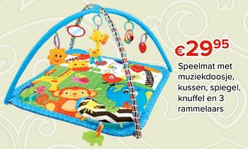 Promoties Speelmat met muziekdoosje, kussen, spiegel, knuffel en 3 rammelaars - Huismerk - Euroshop - Geldig van 27/10/2017 tot 06/12/2017 bij Euro Shop